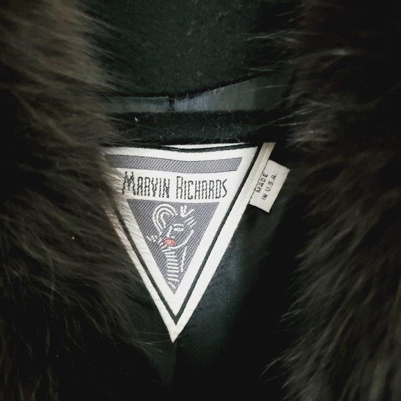 Vintage Marvin Richards Tuxedo Coat Fox Fur Trim - Picture 5 of 14